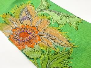 手織り真綿紬大花模様織出し名古屋帯